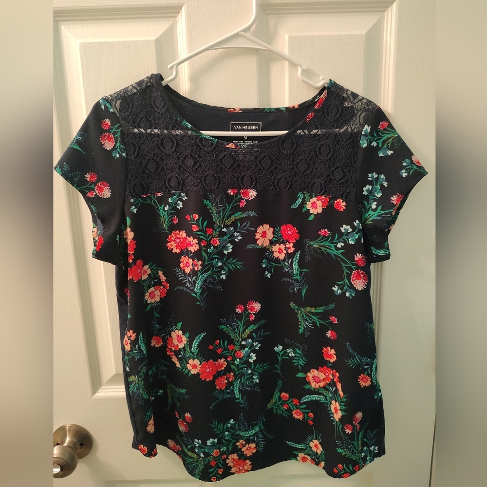 Floral Van Heusen Shirt with Lace Size M